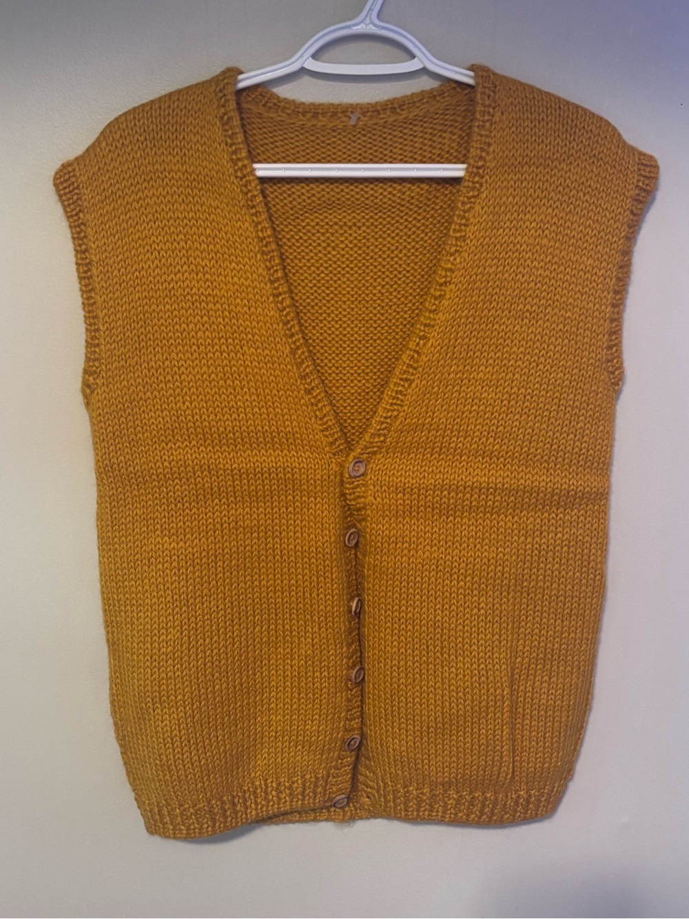 Vintage Mustard Yellow Cottagecore Boho Prairie  Handmade Knit Sweater Vest M - Picture 4 of 10